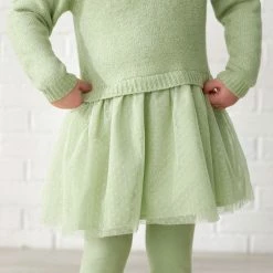 Gerber® Kids BabyPreemie - 24M Infant & Toddler Girls Green Sweater Dress With Tulle Skirt
