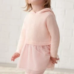 Gerber® Kids BabyPreemie - 24M Infant & Toddler Girls Light Pink Sweater Dress With Tulle Skirt