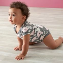 Gerber® 3-Pack Baby Girls Comfy Stretch Floral Leopard Short Sleeve Onesies® Bodysuits BabyPreemie - 24M