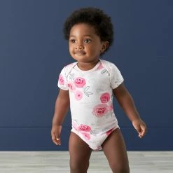 Gerber® 3-Pack Baby Girls Comfy Stretch Roses & Bunnies Short Sleeve Onesies® Bodysuits