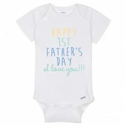 Gerber® "Happy 1st Father's Day" Premium Short Sleeve Onesies® Bodysuit - White