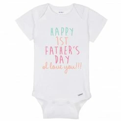 Gerber® "Happy 1st Father's" Day Premium Short Sleeve Onesies® Bodysuit - White