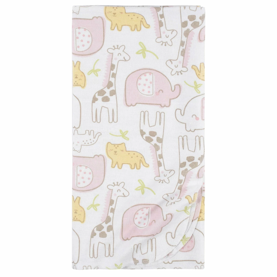 Buy 💯 Gerber® 5-Pack Baby 👧 Girls Pink Safari Flannel Receiving Blankets 💯 2 Gerber® 5-Pack Baby Girls Pink Safari Flannel Receiving Blankets