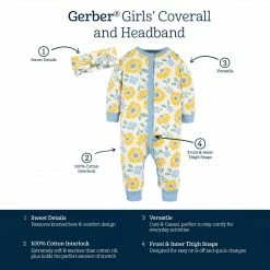Gerber® 2-Piece Baby Girls Sunny Garden Coverall & Headband Set See What's New