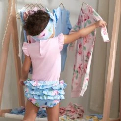 Gerber® See What's New 3-Piece Baby Girls Periwinkle Garden Onesies® Bodysuit, Diaper Cover & Headband Set