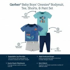 Gerber® See What's New 4-Piece Baby Boys Wild & Free Onesies® Bodysuit, Tee, Shorts & Pant Set