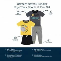 Gerber® 4-Piece Infant & Toddler Boys Blast Off Tees, Shorts & Pants Set See What's New