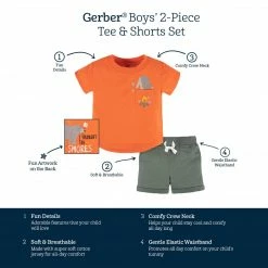 Gerber® See What's New 2-Piece Baby & Toddler Boys Camping Fun Pocket Tee & Knit Shorts Set