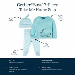 Gerber® 3-Piece Baby Boys Dino Blues Take Me Home Set