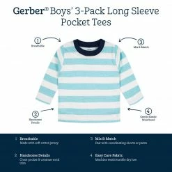 Wholesale 👍 Gerber® 3-Pack Baby & Toddler Boys Royal Blues Long Sleeve Pocket Tees See What's New 🥰 17 Gerber® 3-Pack Baby & Toddler Boys Royal Blues Long Sleeve Pocket Tees See What's New