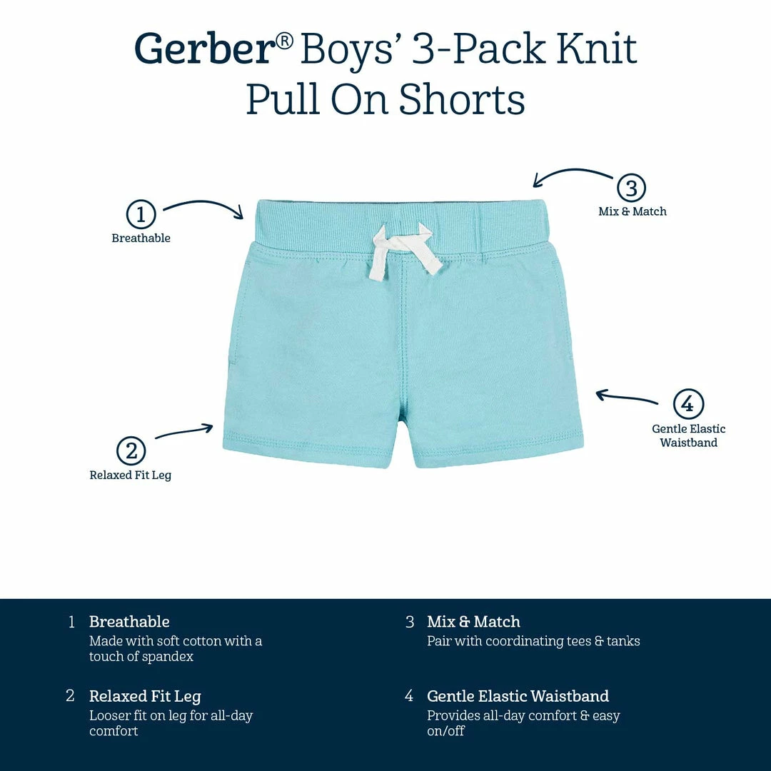 Best reviews of 💯 Gerber® See What's New 3-Pack Baby & Toddler Boys Royal Blues Pull-On Knit Shorts ⭐ 10 Gerber® See What's New 3-Pack Baby & Toddler Boys Royal Blues Pull-On Knit Shorts