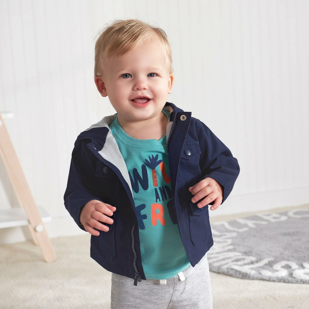 Best deal 😍 Gerber® Infant & Toddler Navy Hooded Cotton Twill Utility Jacket 😀 2 Gerber® Infant & Toddler Navy Hooded Cotton Twill Utility Jacket