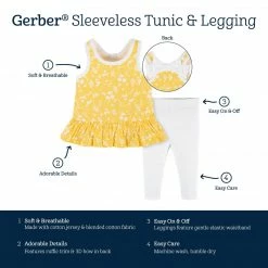 Gerber® See What's New 2-Piece Baby Girls Yellow Garden Sleeveless Tunic & Legging Set