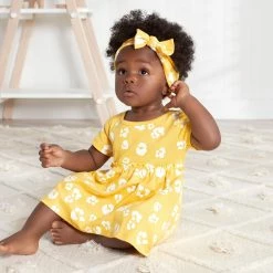 Gerber® 3-Piece Baby & Toddler Girls Purrfectly Wild Dress, Diaper Cover & Headband Set