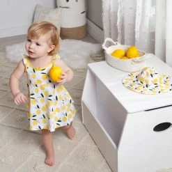 Gerber® See What's New 3-Piece Baby & Toddler Girls Lemon Squeeze Dress, Diaper Cover & Sun Hat Set