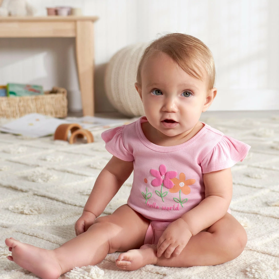 Top 10 ✨ Gerber® 4-Pack Baby 👧 Girls 🌞 Summer Blossom Short Sleeve Onesies® Bodysuits See What's New ⭐ 2 Gerber® 4-Pack Baby Girls Summer Blossom Short Sleeve Onesies® Bodysuits See What's New