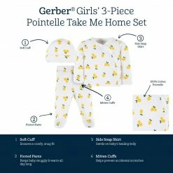 Gerber® 3-Piece Baby Girls Lemon Squeeze Pointelle Take Me Home Set See What's New