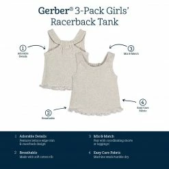Gerber® 3-Pack Baby & Toddler Girls Sweet Florals Racer Back Tank Tops