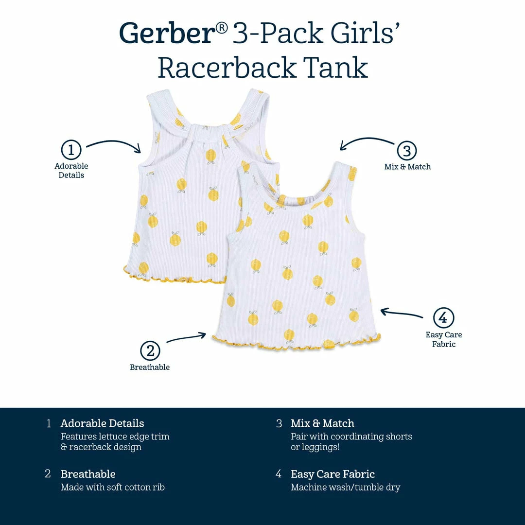 Deals 🛒 Gerber® See What's New 3-Pack Baby & Toddler 👧 Girls Picnic Day Dreams Racer Back Tank Tops ✨ 8 Gerber® See What's New 3-Pack Baby & Toddler Girls Picnic Day Dreams Racer Back Tank Tops