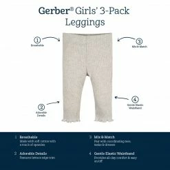 Best Pirce 🎉 Gerber® 3-Pack Baby & Toddler 👧 Girls Sweet Florals Pull-On Knit Leggings 🥰 9 Gerber® 3-Pack Baby & Toddler Girls Sweet Florals Pull-On Knit Leggings