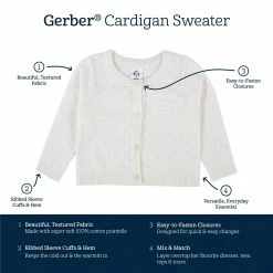 Gerber® Baby & Toddler Girls White Pointelle Cardigan
