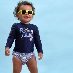 Gerber® See What's New 2-Piece Baby & Toddler Girls Vacation Vibes Rash Guard & Swim Bottoms Set