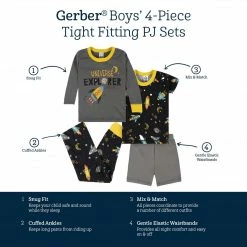 Gerber® See What's New 4-Piece Infant & Toddler Boys Blast Off Snug Fit Cotton Pajamas