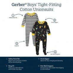 Gerber® 2-Pack Baby & Toddler Boys Blast Off Snug Fit Footed Cotton Pajamas See What's New