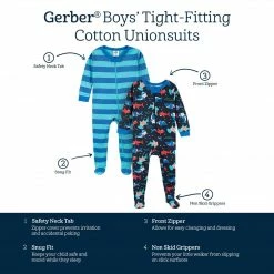 Gerber® 2-Pack Baby & Toddler Boys Shark Zone Snug Fit Footed Cotton Pajamas See What's New
