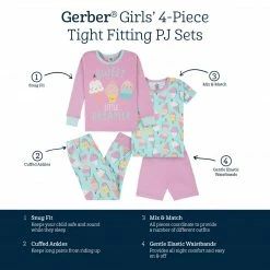 Gerber® 4-Piece Infant & Toddler Girls Ice Cream Dreams Snug Fit Cotton Pajamas