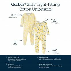 Cheapest 🛒 Gerber® See What's New 2-Pack Baby & Toddler 👧 Girls Lemon Squeeze Snug Fit Footed Cotton Pajamas 👏 15 Gerber® See What's New 2-Pack Baby & Toddler Girls Lemon Squeeze Snug Fit Footed Cotton Pajamas