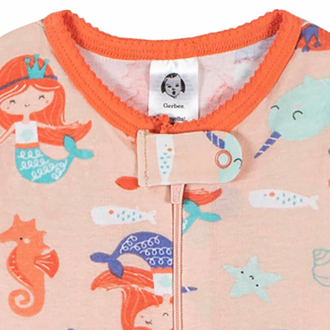Wholesale 🥰 Gerber® 2-Pack Baby & Toddler 👧 Girls Mermaid Snug Fit Footed Cotton Pajamas ✨ 5 Gerber® 2-Pack Baby & Toddler Girls Mermaid Snug Fit Footed Cotton Pajamas