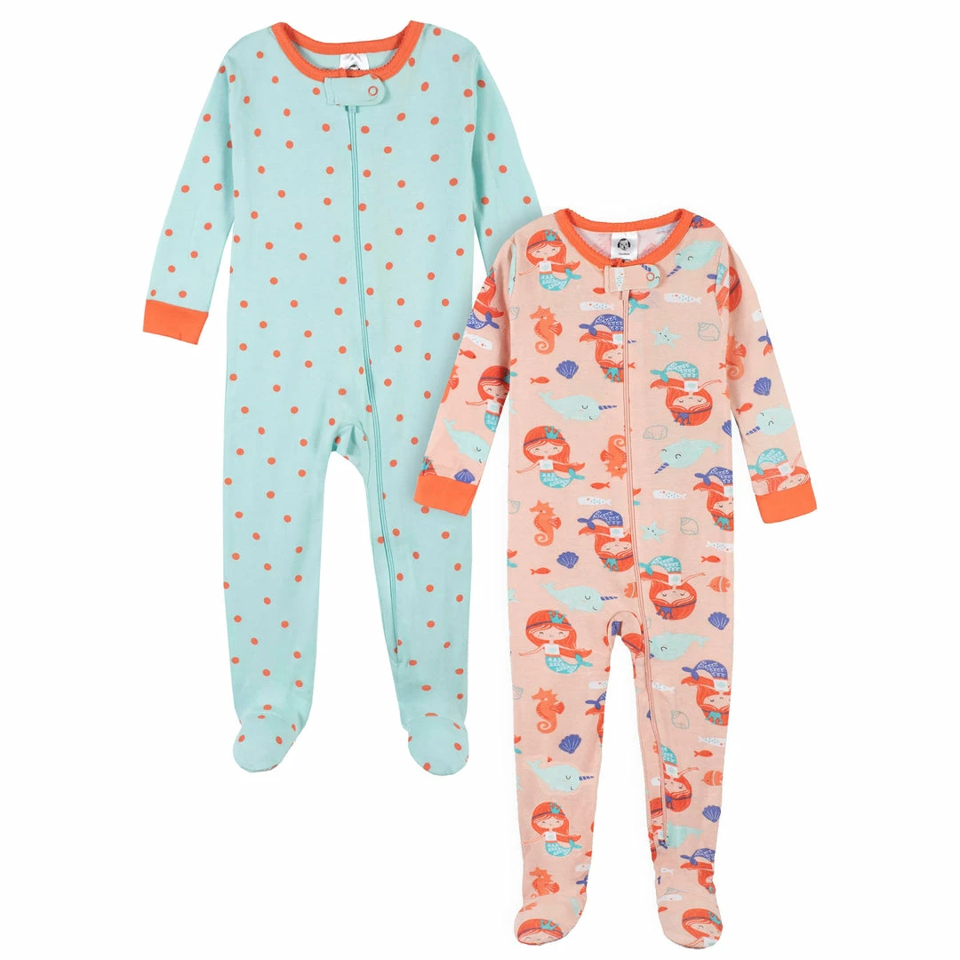 Wholesale 🥰 Gerber® 2-Pack Baby & Toddler 👧 Girls Mermaid Snug Fit Footed Cotton Pajamas ✨ 1 Gerber® 2-Pack Baby & Toddler Girls Mermaid Snug Fit Footed Cotton Pajamas