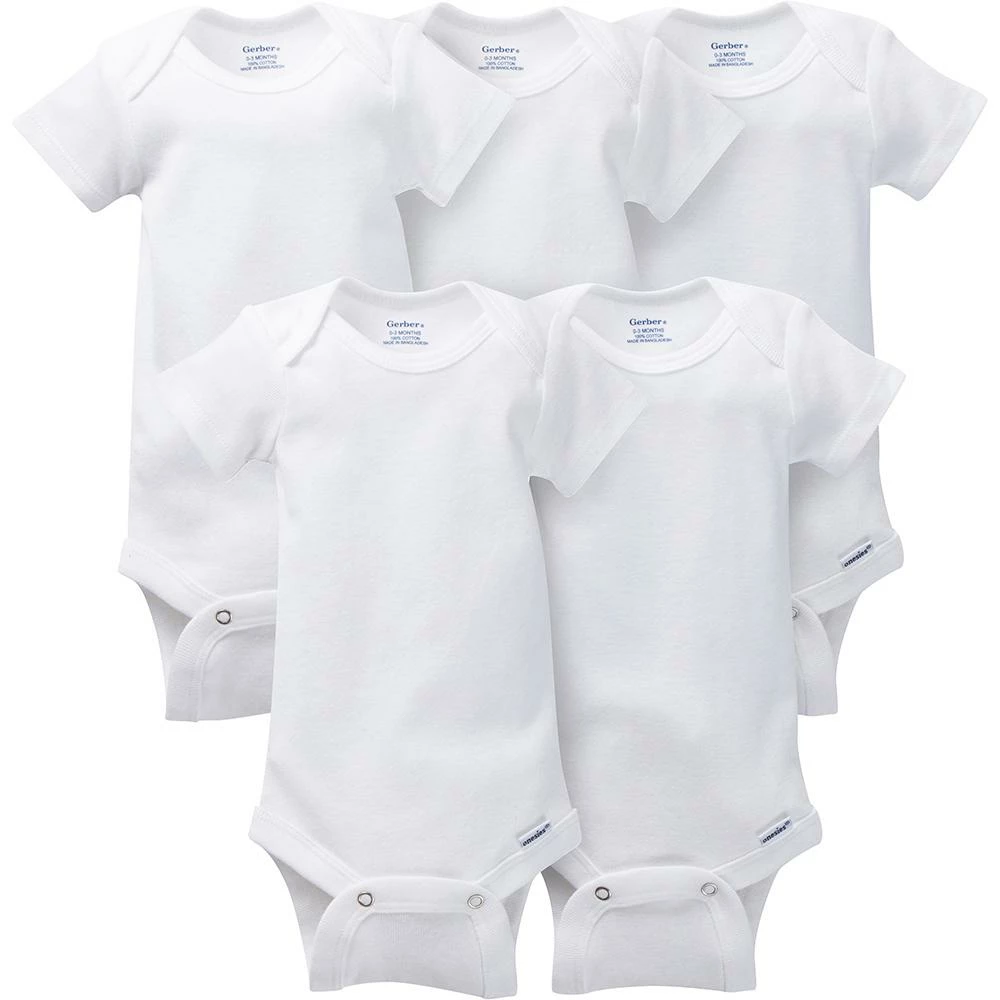 Promo 🧨 Gerber® 5-Pack White Short Sleeve Onesies® Bodysuits 😀 1 Gerber® 5-Pack White Short Sleeve Onesies® Bodysuits
