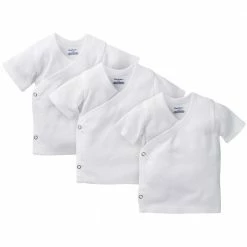 Gerber® Solid Essentials 3-Pack White Side-Snap Short Sleeve Shirts
