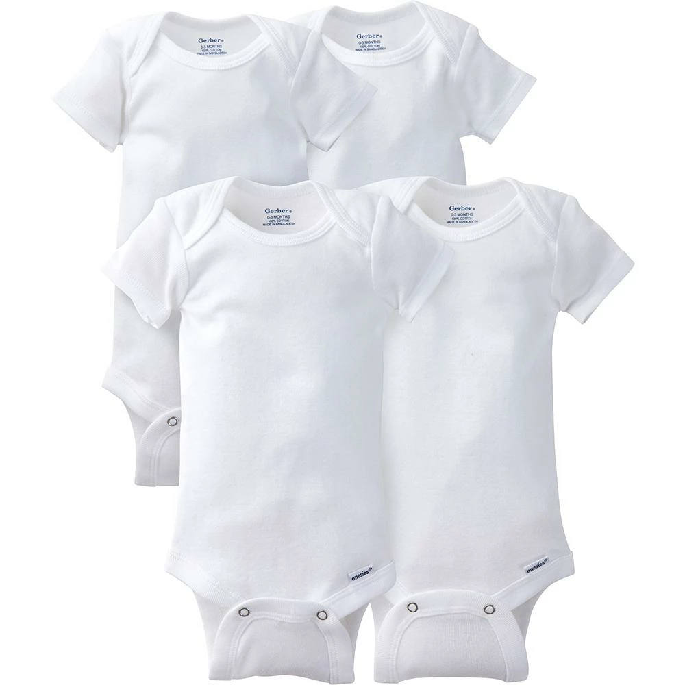 Top 10 ✨ Gerber® 4-Pack Toddler White Short Sleeve Onesies® Bodysuits BabyPreemie - 24M 🧨 1 Gerber® 4-Pack Toddler White Short Sleeve Onesies® Bodysuits BabyPreemie - 24M