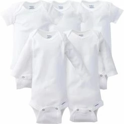 Gerber® 5-Piece White Assorted Long & Short-Sleeve Onesies® Bodysuits