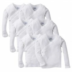 Gerber® BabyPreemie - 24M 6-Pack Baby White Long-Sleeve Side-Snap Mitten-Cuff Shirts