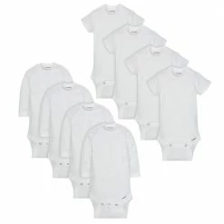 Gerber® 8-Pack Baby Neutral White Long And Short Sleeve Onesies® Brand Bodysuits BabyPreemie - 24M