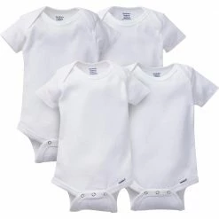Gerber® 4-Pack White Organic Short Sleeve Onesies® Bodysuits Solid Essentials