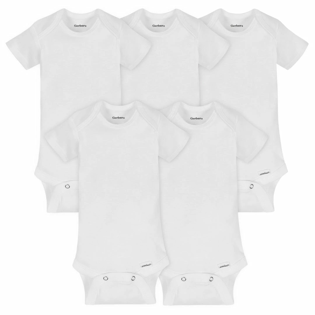Coupon ✨ Gerber® 5-Pack White Organic Short-Sleeve Onesies® Bodysuits 🌟 1 Gerber® 5-Pack White Organic Short-Sleeve Onesies® Bodysuits