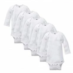 Gerber® Solid Essentials 5-Pack White Organic Long-Sleeve Onesies® Bodysuits