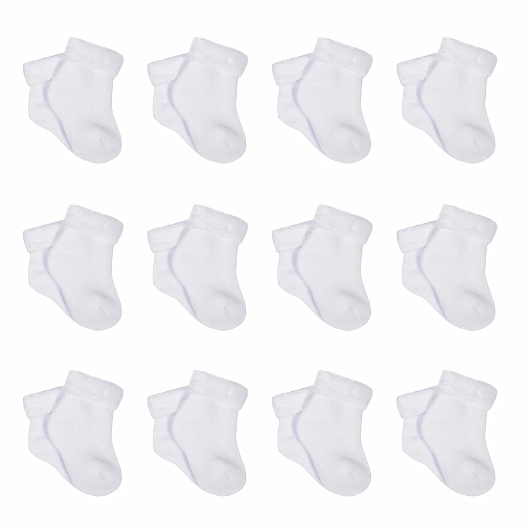 Outlet 😉 Gerber® BabyPreemie - 24M 12-Pack White Terry 🧦 Socks 🌟 1 Gerber® BabyPreemie - 24M 12-Pack White Terry Socks