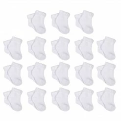 Gerber® 18-Pack White Terry Ankle Socks