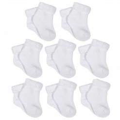 Gerber® BabyPreemie - 24M 8-Pack White Organic Wiggle Proof® Bootie Socks