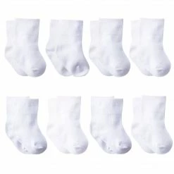 Gerber® 8-pack White Jersey Wiggle Proof® Crew Sock BabyPreemie - 24M