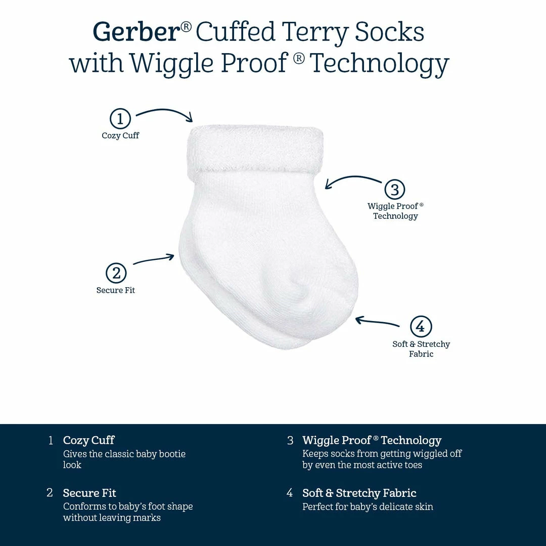 Best deal 🔔 Gerber® 6-Pack Baby 👧 Girls Leopard Wiggle Proof® Terry Bootie 🧦 Socks BabyPreemie - 24M ❤️ 8 Gerber® 6-Pack Baby Girls Leopard Wiggle Proof® Terry Bootie Socks BabyPreemie - 24M