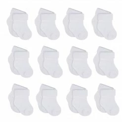 Onesies® Brand 12-Pack Baby Neutral White Jersey Cuffed Bootie Socks