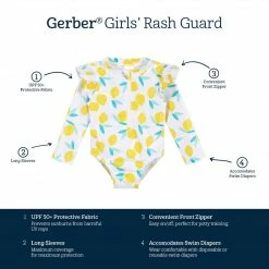 Gerber® See What's New Baby & Toddler Girls Lemon Squeeze Rash Guard
