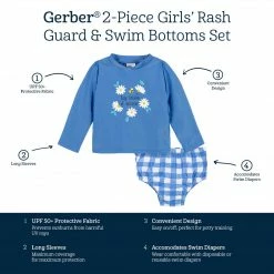 Gerber® 2-Piece Baby & Toddler Girls Darling Daisy Rash Guard & Swim Bottoms Set